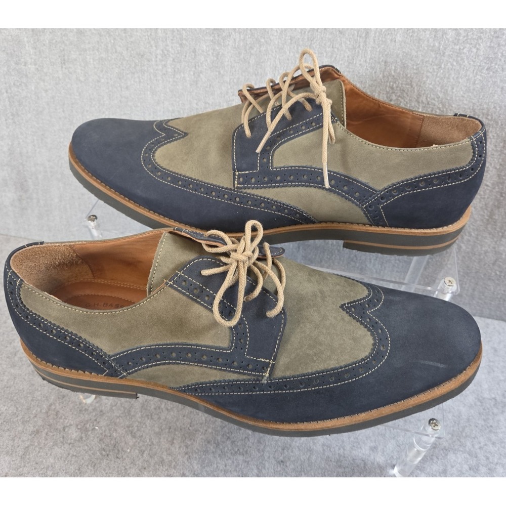 GH Bass Freddy Leather Upper Wingtip Dress Shoes Mens 13M Blue Multi Preppy Work